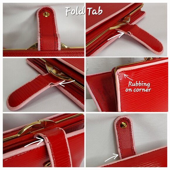 'LOUIS VUITTON' 'EPI' LEATHER CURVED~KISS~LOCK CUSTOM CHERRY RED WALLET - Picture 15 of 16